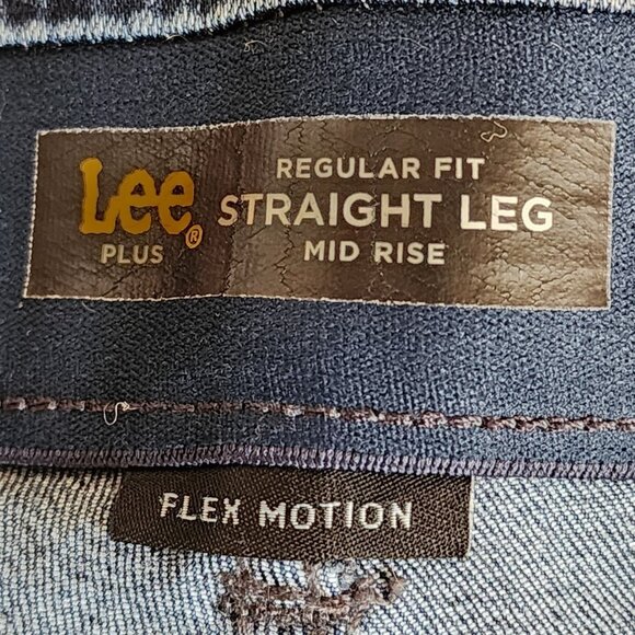 Lee Jeans Womens Plus Size 20W Blue Denim Regular Fit Straight Leg Flex Motion - Picture 3 of 6